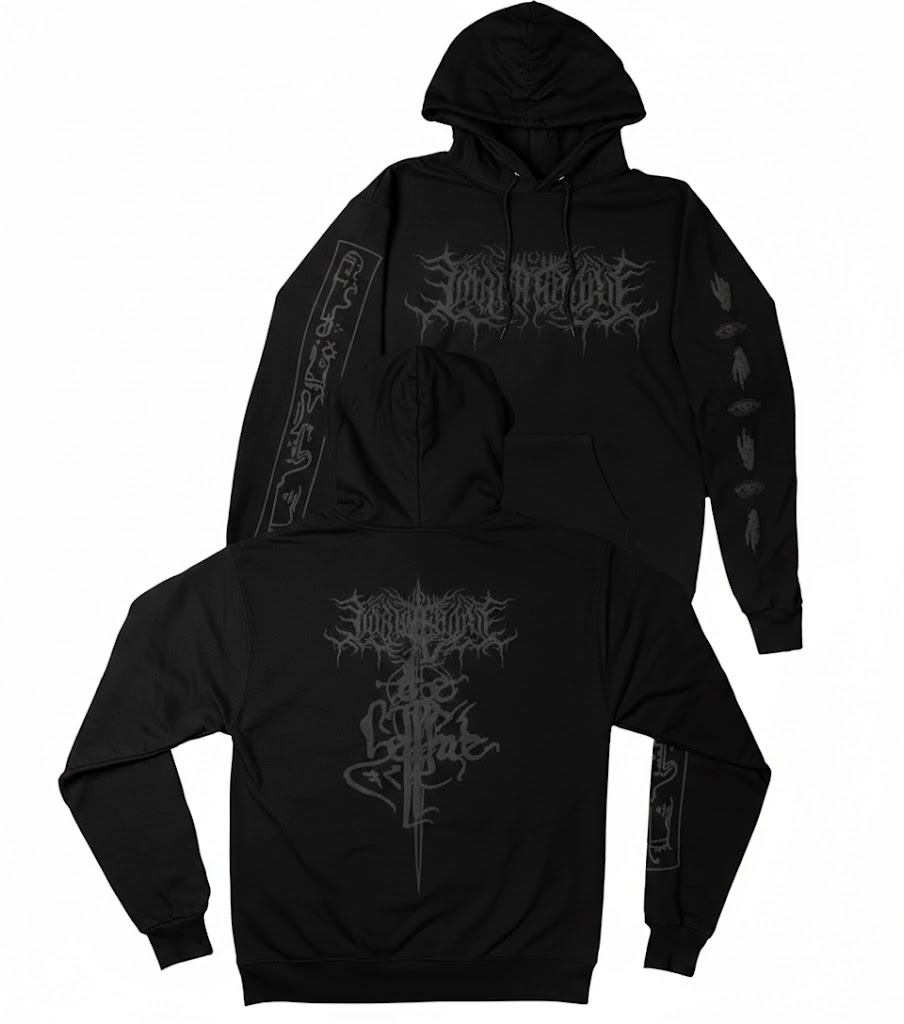 Lorna Shore Hoodies - Lorna Shore Black On Black Champion Pullover Hoodie 1 - Lorna Shore Store Lorna Shore Hoodies - Lorna Shore Black On Black Champion Pullover Hoodie