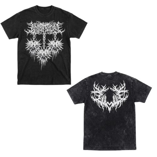 Lorna Shore Spiked Heart Black DTNK0605 Washed T-Shirt 1 - Lorna Shore Store Lorna Shore Spiked Heart Black DTNK0605 Washed T-Shirt