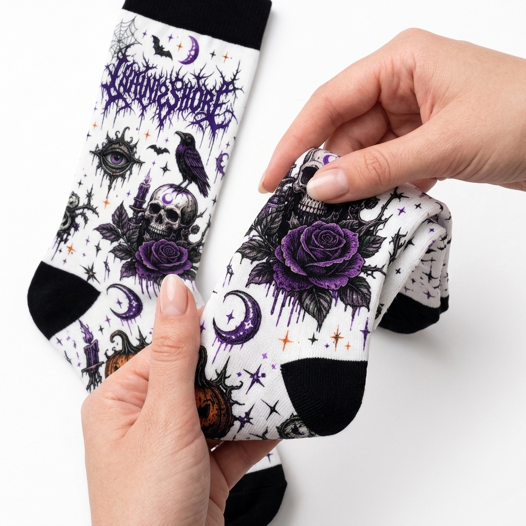 Halloween Pumpkin and Skull DTNK2108 Socks 4 - Lorna Shore Store Halloween Pumpkin and Skull DTNK2108 Socks - Image 4