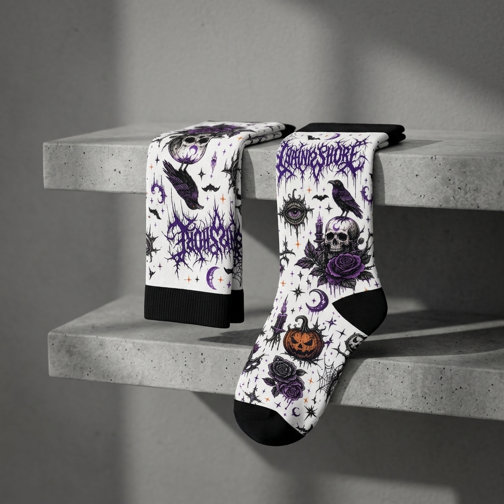 Halloween Pumpkin and Skull DTNK2108 Socks 5 - Lorna Shore Store Halloween Pumpkin and Skull DTNK2108 Socks - Image 5